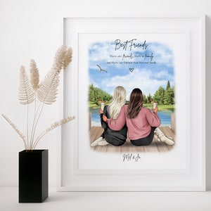 Best Friends Print, Friendship Poster, Friends Gift, Birthday Gift For her, Sister Gift, Christmas Gift, Birthday Present Background 3