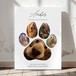 Custom Pet Memorial Paw Print Photo Collage: Dog Loss Tribute