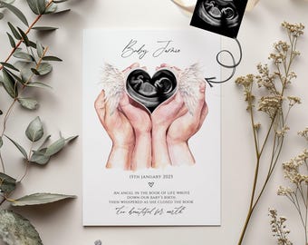 Personalized Angel Baby Memorial Print: Ultrasound Scan Keepsake