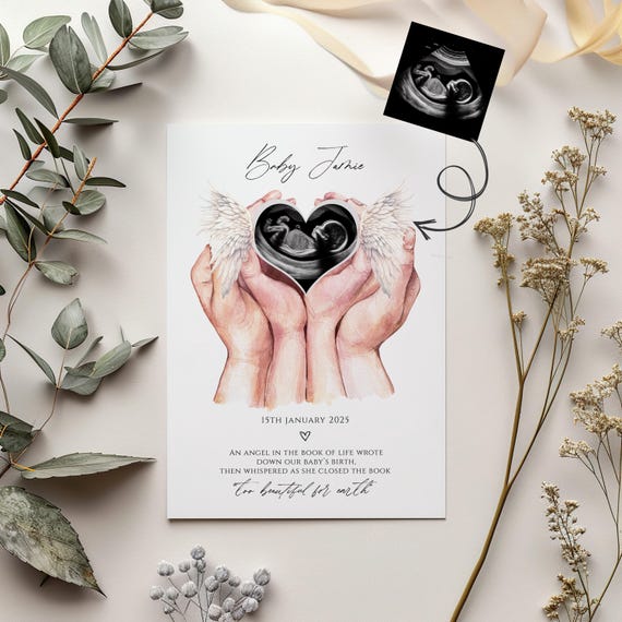Personalized Angel Baby Memorial Print: Ultrasound Scan Keepsake