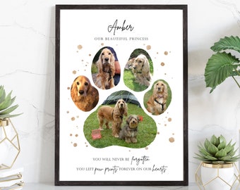 Custom Paw Print Photo Collage: Pet Memorial Gift