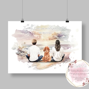 Paar mit Hundedruck, Hund Mama und Papa personalisiertes Poster, Hundefamilien Print, Haustier Print, Hundefamilie, Hundegeschenk, Haustier und Besitzer DIGITALE DATEI