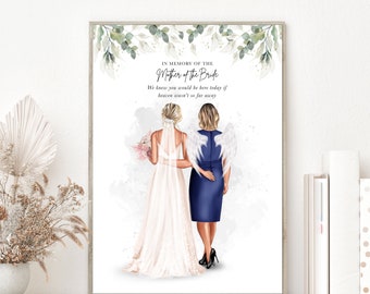Mother of The Bride in loving Memory Print, Memorial Personalised Gift, In Loving Memory Wedding Print, Remembrance Wedding sign