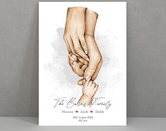 Personalized Family Hands Print: New Baby Keepsake