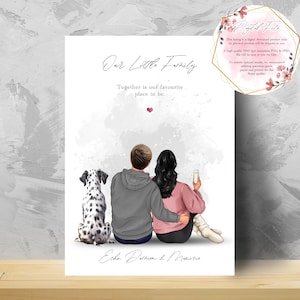 Personalised Dog Family Print, Pet and Couple Portrait, Dog Mum and Dad Art, Custom Pet Owner Picture, Family and Pet Gift | Digital File