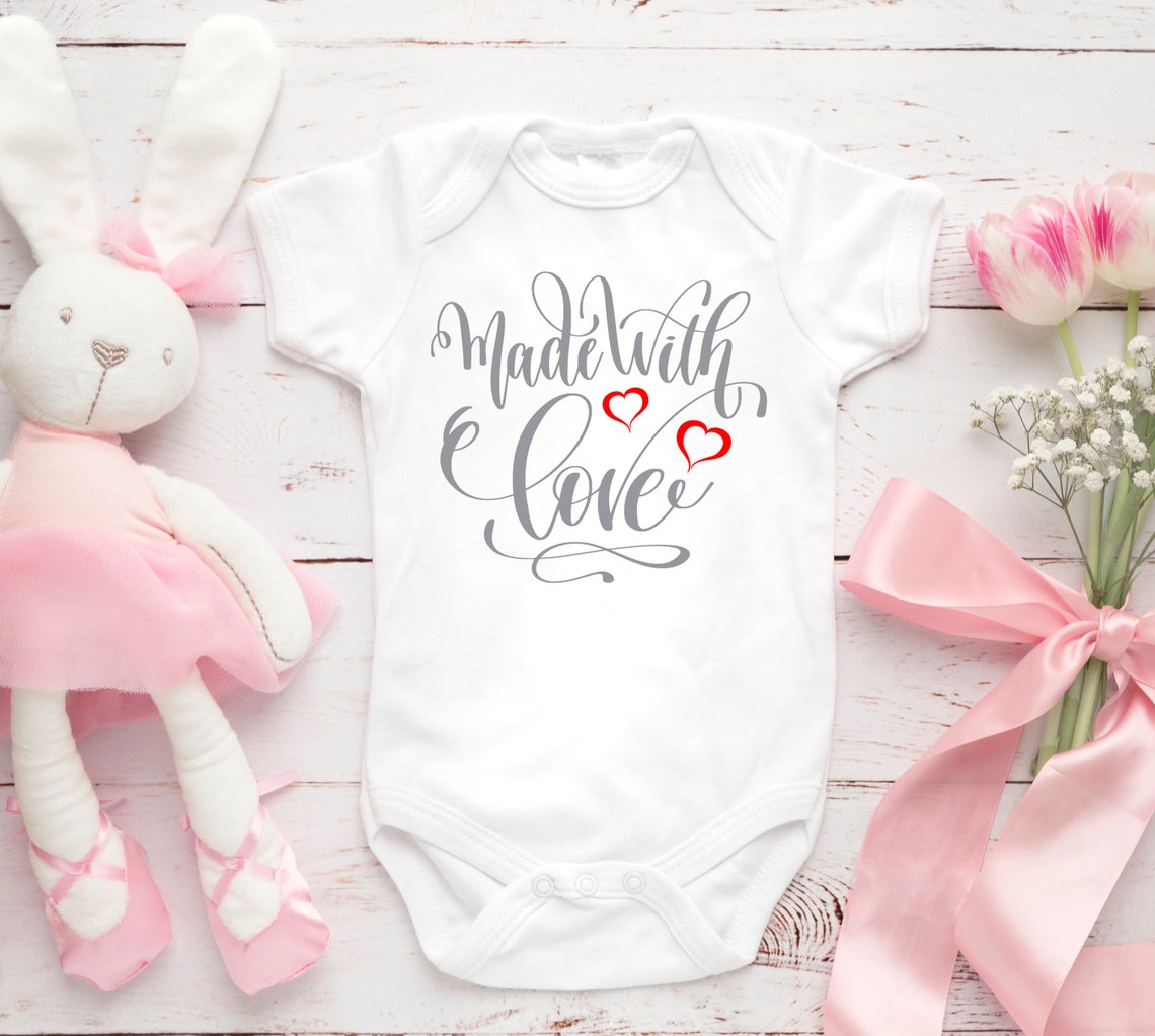 Made with Love Babygrow baby reveal Baby Shower New Baby | Etsy