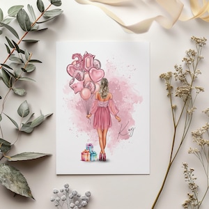 Impression d'anniversaire personnalisée 16, 18, 21 et 30 ans cadeau souvenir pour elle, femme, fille, petite-fille, soeur, nièce, amie, affiche