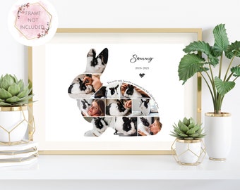 Custom Rabbit Photo Collage, Rabbit Lover Gift, Pet Memorial Gift, Pet Loss, Personalise with your Digital Photos