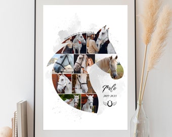 Custom Horse Photo Collage, Horse Lover Gift, Pet Memorial Gift, Pet Loss, Personalise with your Digital Photos