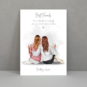Best Friends Print, Friendship Poster, Friends Gift, Birthday Gift For her, Sister Gift, Christmas Gift, Birthday Present Background 1
