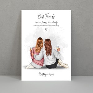 Best Friends Print, Friendship Poster, Friends Gift, Birthday Gift For her, Sister Gift, Christmas Gift, Birthday Present Background 1