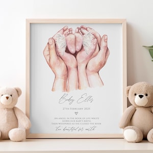 Memorial-print verlies baby, Angel Baby Keepsake, gepersonaliseerd doodgeboren babycadeau, te mooi voor Earth Wall Art, herdenkingscadeau baby