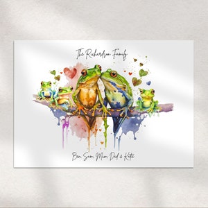Impresión personalizada de rana 'Nuestra familia', imagen de sapo, impresión de la familia de ranas, impresión de arte de pared, decoración del hogar, regalos familiares, regalo de Navidad, póster