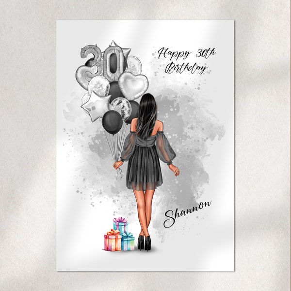 Personalised Birthday Print 16th, 18th, 21st, 30th Keepsake Present For Her, Women, Daughter, Granddaughter, Sister, Niece, Friend, Poster