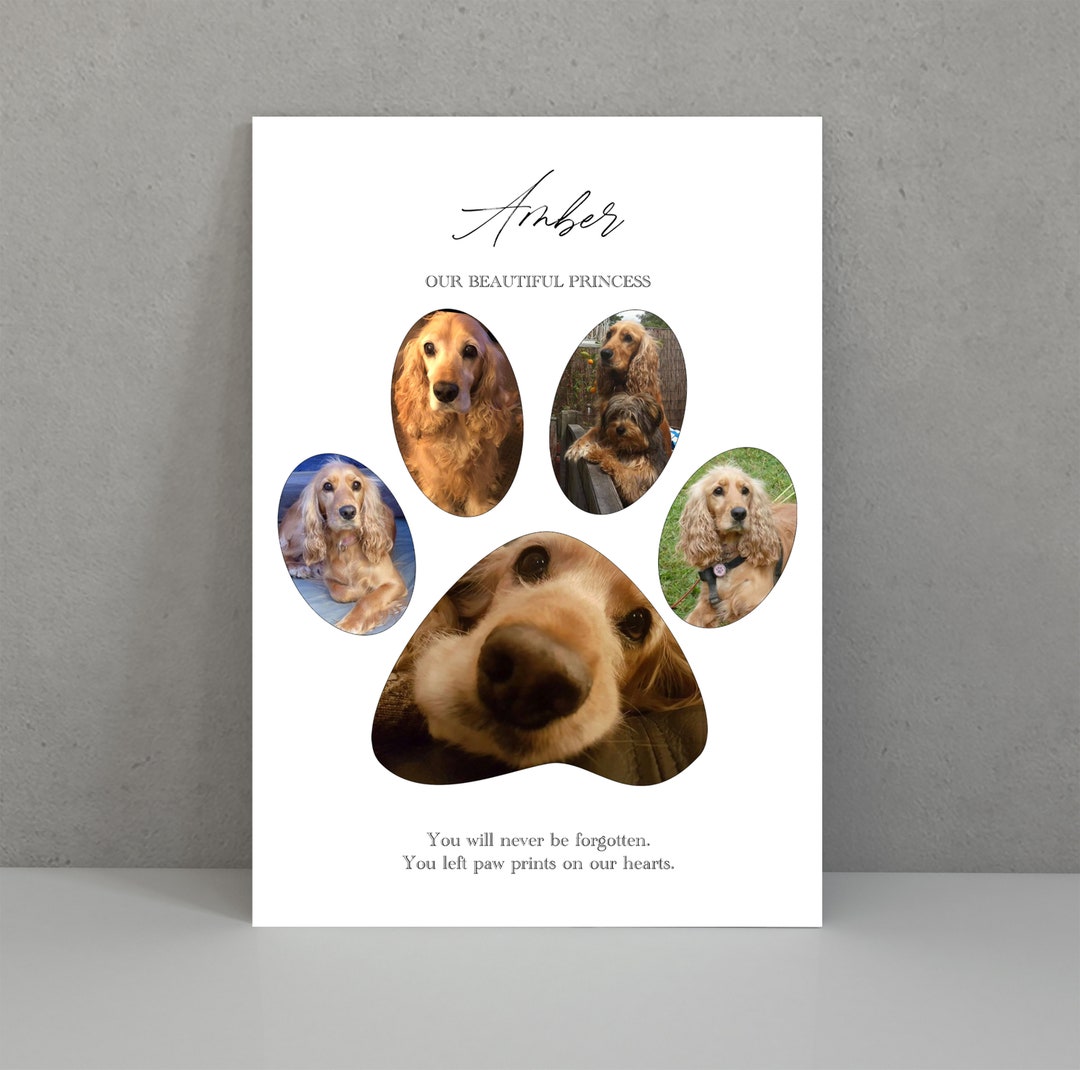 Personalized Paw Print Photo Collage: Pet Memorial Gift - Etsy