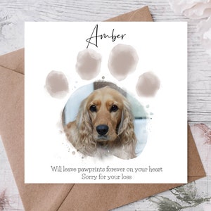 Carte de décès personnalisée pour animal de compagnie, carte de sympathie pour chien, perte d'un animal de compagnie, désolé pour votre perte, personnalisation avec photo et nom