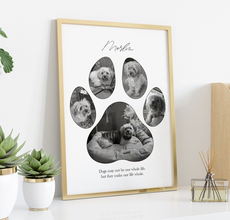 Personalized Pet Photo Collage: Paw Print Memorial Art - Etsy