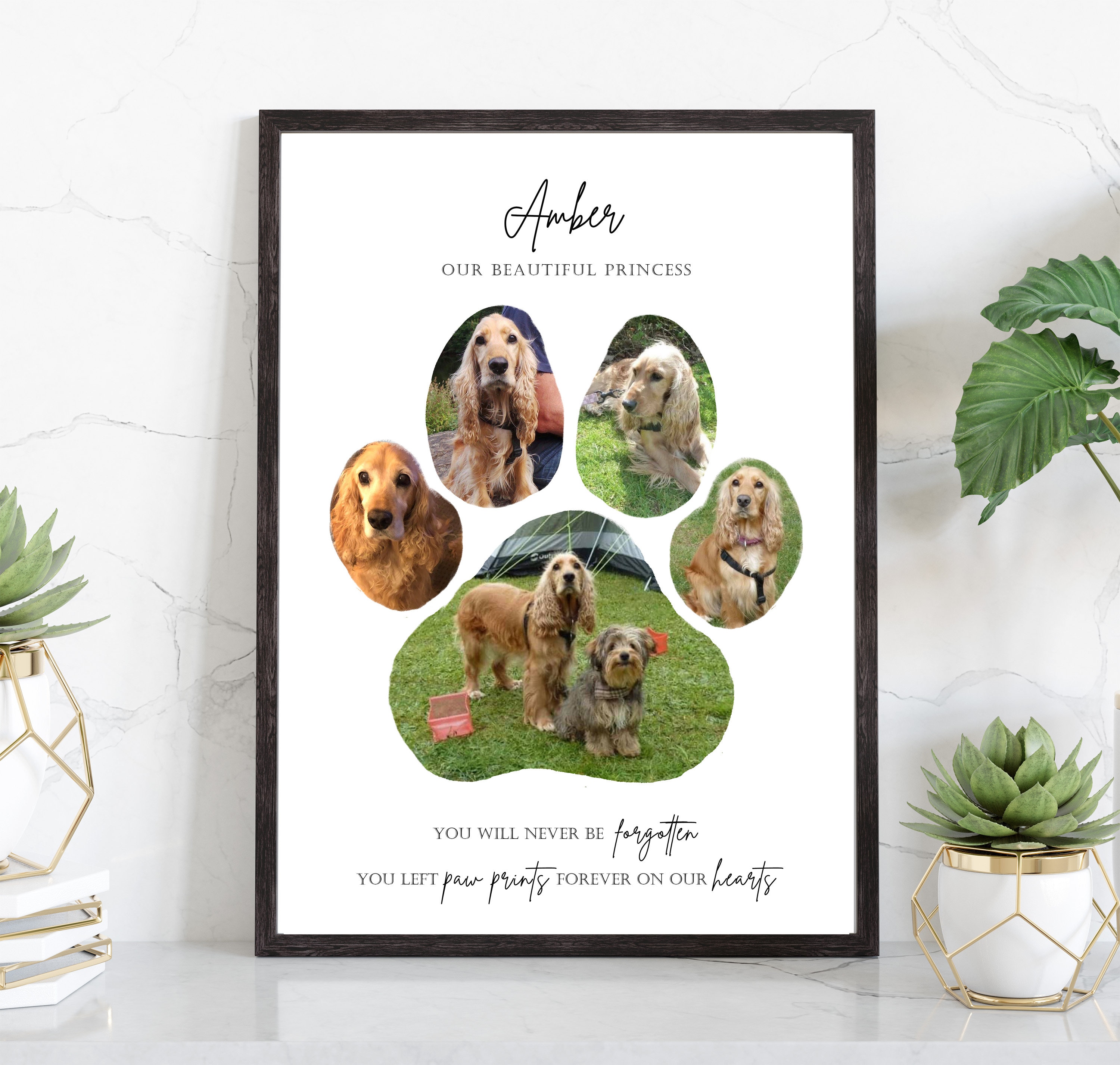 Custom Paw Print Photo Collage: Pet Memorial Gift - Etsy