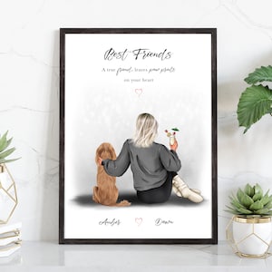 Pet & Owner Print, Pet Print, Personalised Print, Pet Portrait, Lady And Dog Print, Mother's Day Gift, Dog Lover Gift, Gift for Her