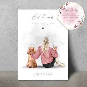 Haustier & Besitzer Druck, Haustier Druck, personalisierter Druck, Haustier Porträt, Muttertagsgeschenk, Hunde Liebhaber Geschenk, Geschenk für Sie - Digitale Version