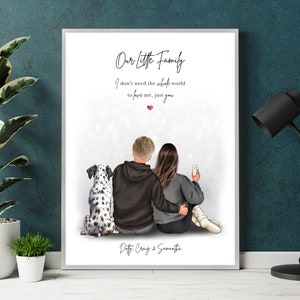Personalised Couple with Dog Print, Dog Mum and Dad Print, Dog Family Print, Pet Print, Dog Fur Family, Dog Gifts, Pet and Owner picture image 1