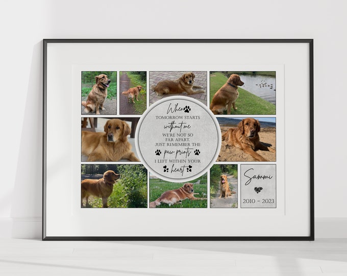 Pet Memorial Photo Collage Print: Dog, Cat, Horse, Rabbit Keepsake