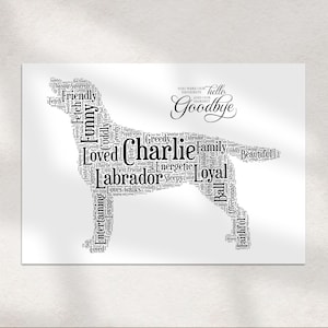 Personalized Labrador Dog Word Art Print: Custom Pet Memorial