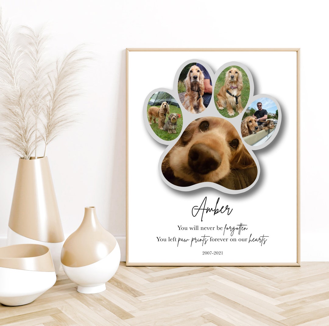 Dog Paw Photo Print Dog Memorial Sympathy Gift Personalised - Etsy