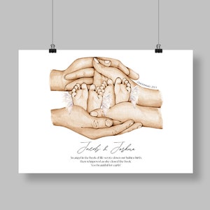 Personalised Angel Twins Print, Miscarriage Memorial Poster, Baby Angel, Baby Loss, Mother and Baby Gift, Stillborn, Funeral keepsake
