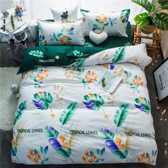 Classic Bedding Set 5 Size Flower Bed Linen 4pcs Set Duvet Etsy