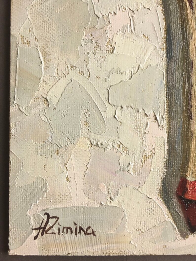 Small oil painting for kitchen Spoon painting Russian painting still life