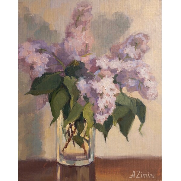 Lilac oil painting, Floral still life painting, Original Flower art