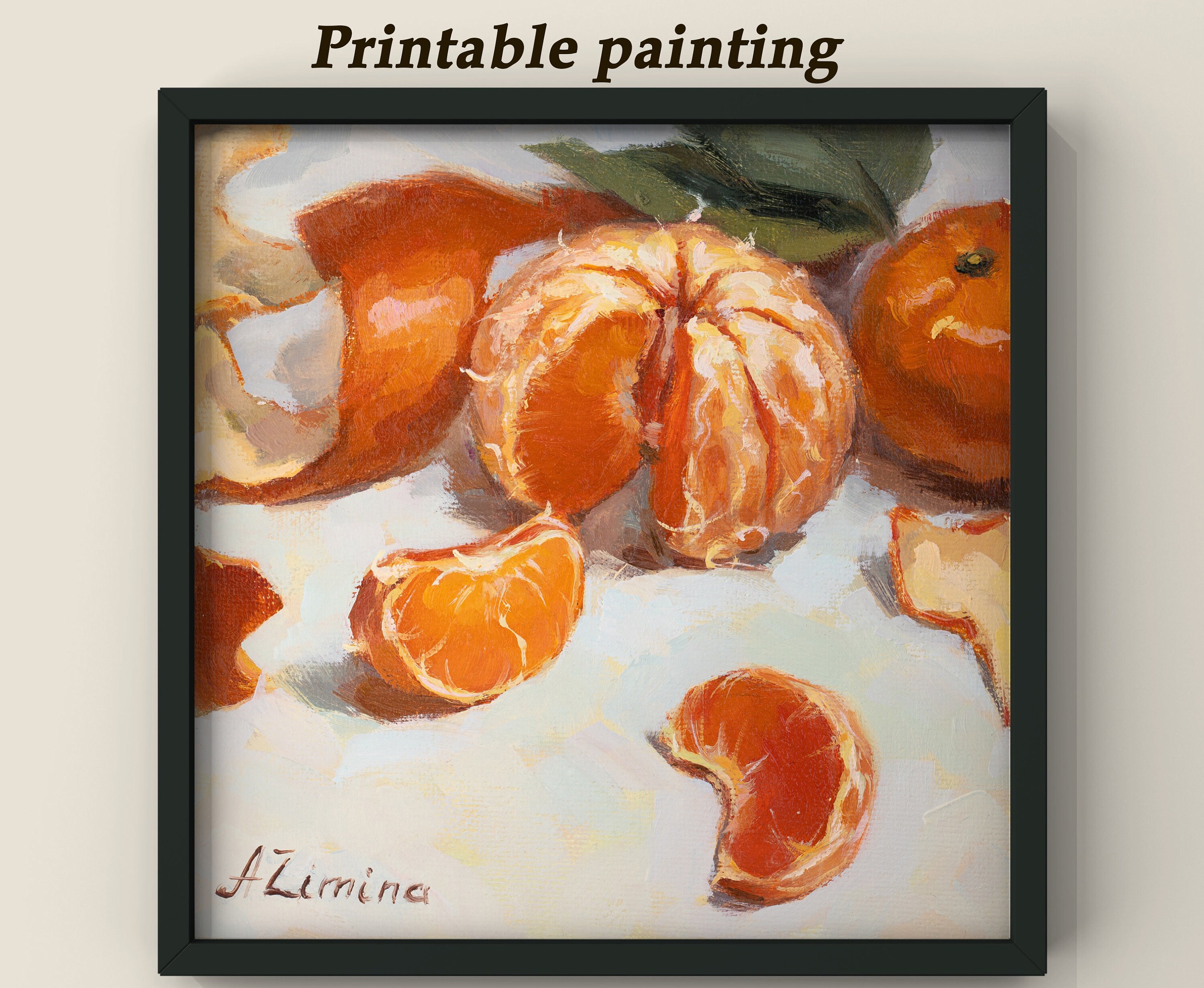 Printable still life painting Tangerine print still life Etsy