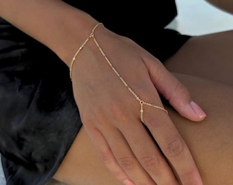 Gold Hand Chain, Dainty Hand Chain, Finger Chain Bracelet, Minimalist Jewellery