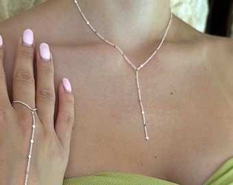 Collier en Y en argent, collier Lariat en or, collier chaîne, bijoux minimalistes