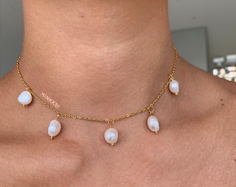 Collier de perles, Choker de perles en or | Bijoux en perles d’or