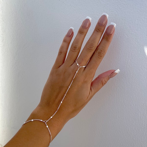 Silver & Gold Hand Chain, Dainty 18k Gold Hand Plated Chain | Gold Hand Chain, Gold Hand/Bracelet Chain, Platinum Plated Hand Chain