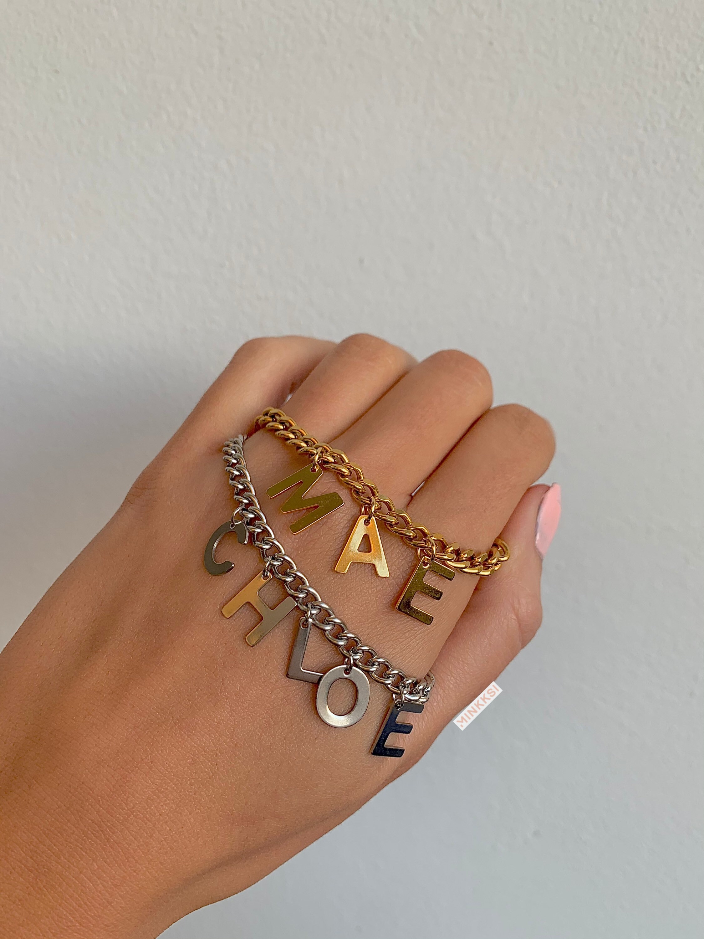 Custom Name Bracelet Personalised Name Bracelet In Gold & | Etsy