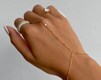 Pulsera de mano Cadena de dedo Oro Pequeño Oro Pulsera de mano delicada, Pulsera esclava de oro Pulsera de cadena de mano Pulsera de mano de plata Oro