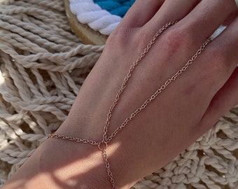 Rose Gold Hand Chain, Dainty Gold, Silver, Rose Gold Hand Chain | Stainless Steel Dainty Hand Chain, Hand/Bracelet Chain