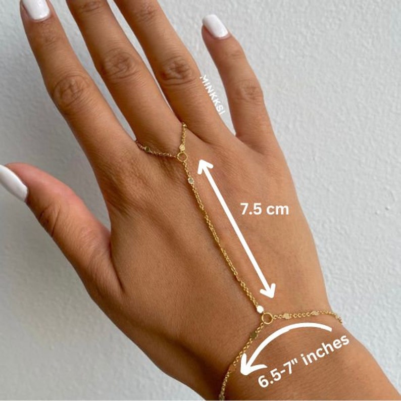 Chaîne de main en or, chaîne de main délicate plaquée or 18 carats Chaîne de main en or, chaîne de main/bracelet en or image 6