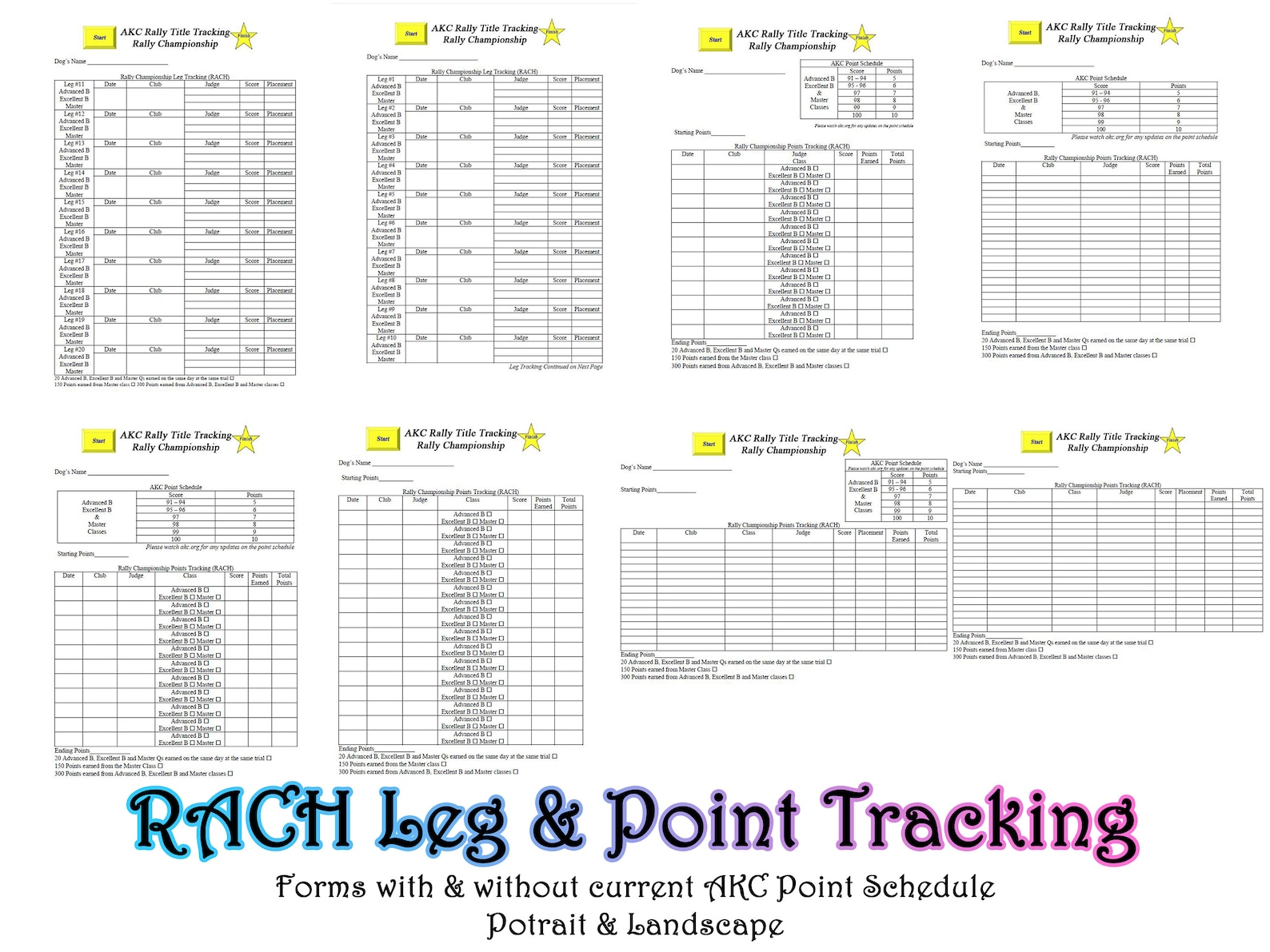 AKC Rally Title Tracking & Training Log Dog Training Obedience Etsy