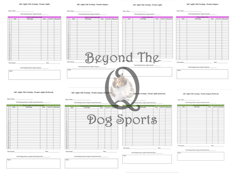 AKC Dog Agility Title Tracker Red 29 Printable PDF Etsy