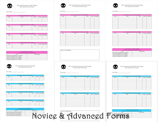 Green AKC Scent Work Printable Competition Dog Training Forms Log Title  Tracking Nose Work PDF Instant Download BONUS - Etsy