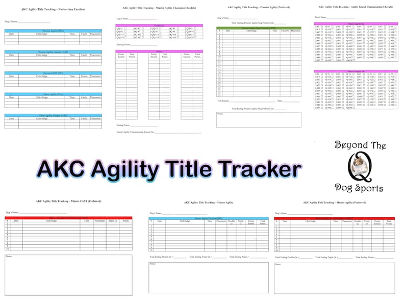AKC Dog Agility Title Tracker Red 29 Printable PDF Etsy