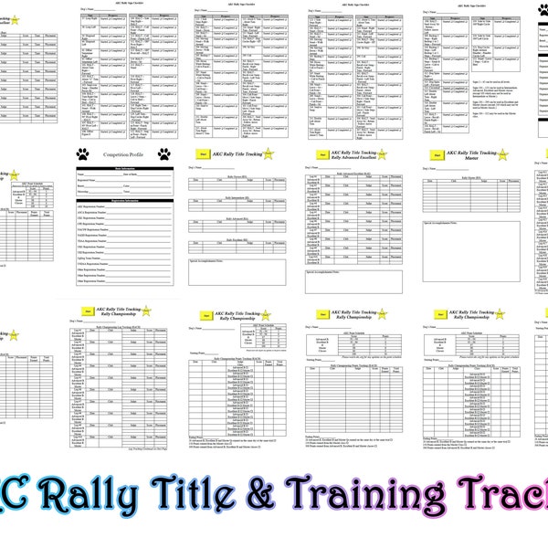 AKC Rally Title Tracking & Training Log Dog Training Obedience