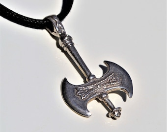 Doppelkopf Axt Anhänger, Minoische Labrys Halskette, Sterling Silber