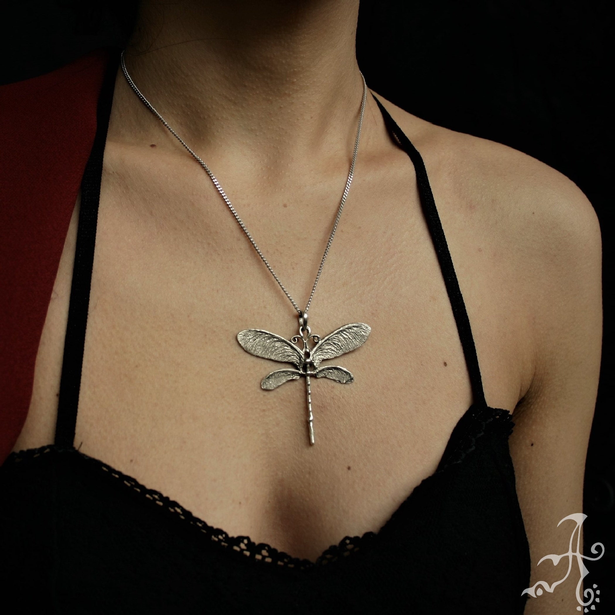 Gold Plated Sterling Silver Dragonfly Necklace | Affordable - Martha Jackson - View #2