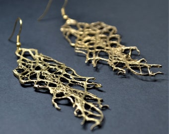 Botanical Brass Dangle Earrings, Nature Inspired Jewelry, Handmade