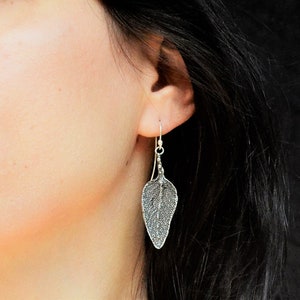 Real Sage Leaf Sterling Silver Handcrafted Earrings Inspired by Nature, Earthy Botanical Jewelry for Her Birthday, Greek Herbs for harmony